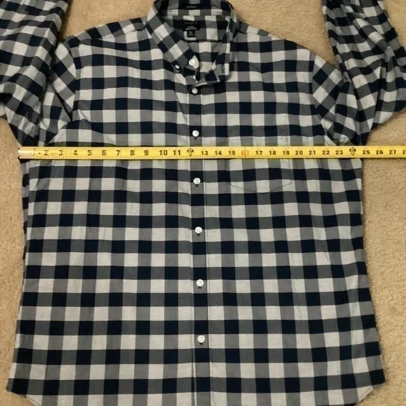 J. Crew Flex Washed Classic Fit Men’s XL Blue Check Button Down Shirt - Picture 6 of 7